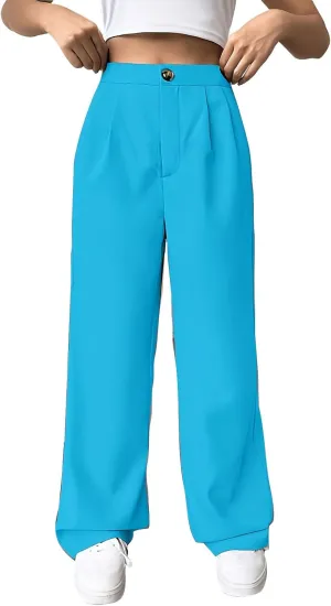Women Suit Pants Formal Business Office Casual Slacks Workwear Trousers High Waisted Straight Leg Stylish Pants