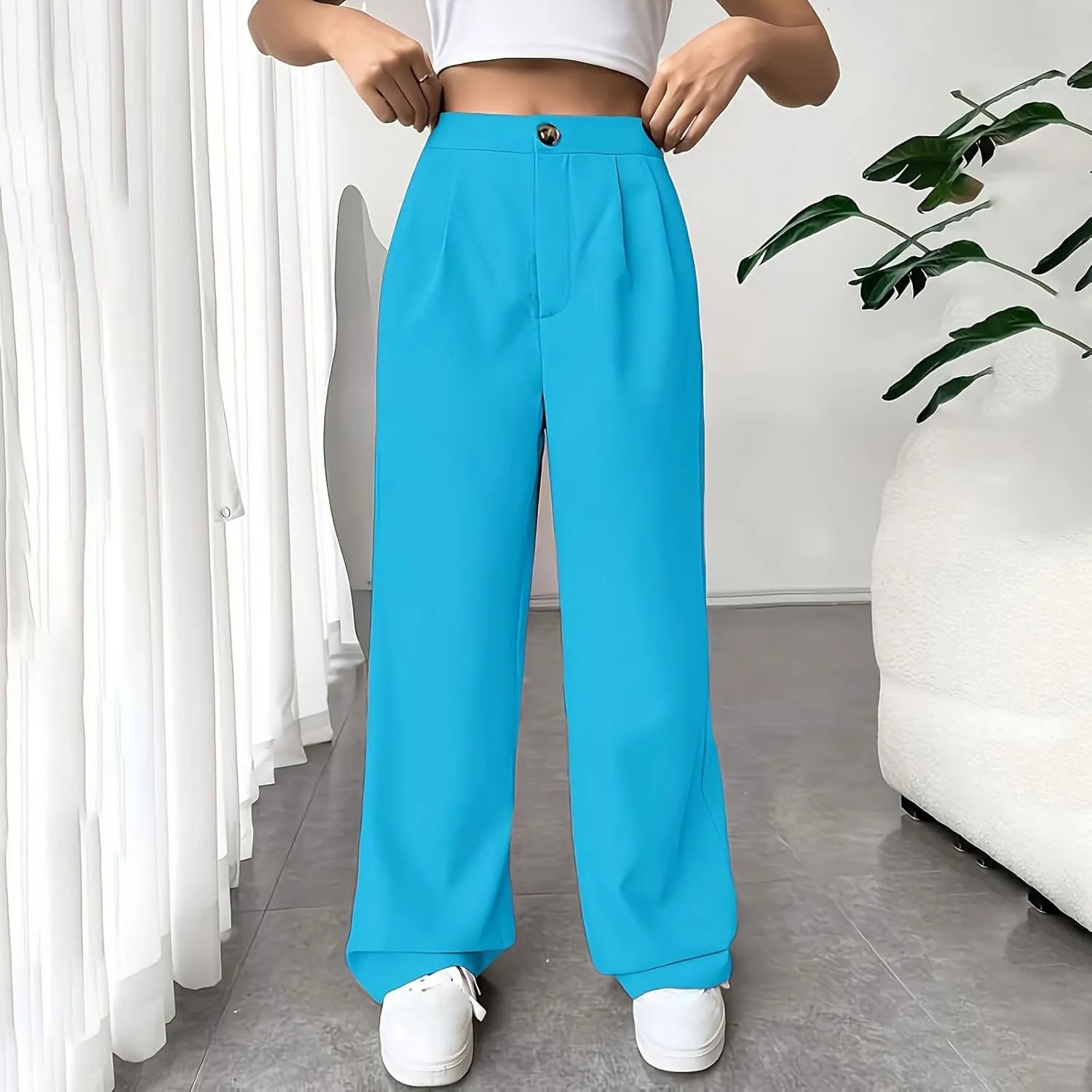 Women Suit Pants Formal Business Office Casual Slacks Workwear Trousers High Waisted Straight Leg Stylish Pants