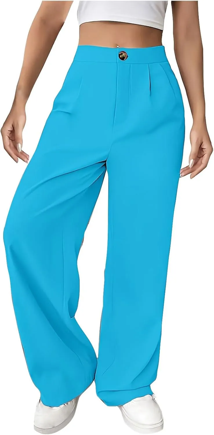 Women Suit Pants Formal Business Office Casual Slacks Workwear Trousers High Waisted Straight Leg Stylish Pants