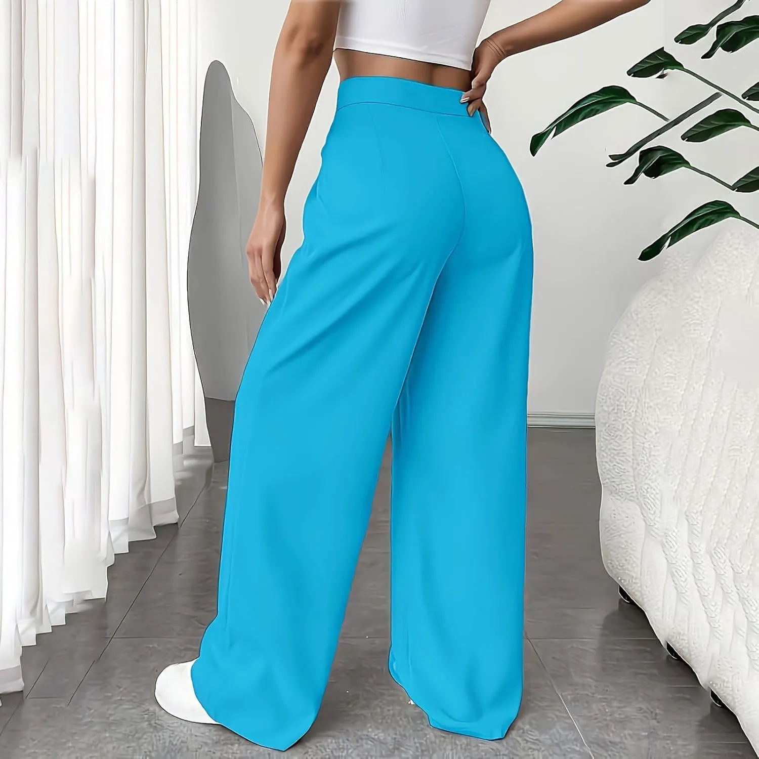Women Suit Pants Formal Business Office Casual Slacks Workwear Trousers High Waisted Straight Leg Stylish Pants
