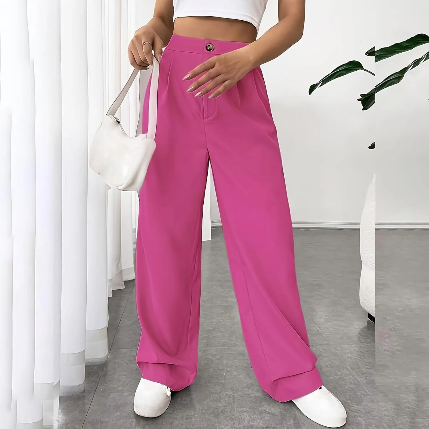 Women Suit Pants Formal Business Office Casual Slacks Workwear Trousers High Waisted Straight Leg Stylish Pants