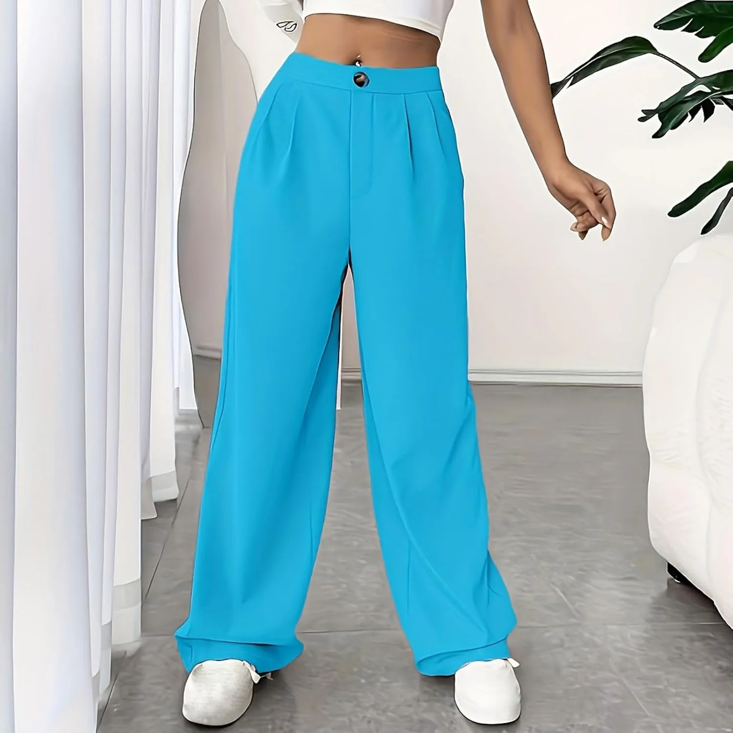 Women Suit Pants Formal Business Office Casual Slacks Workwear Trousers High Waisted Straight Leg Stylish Pants