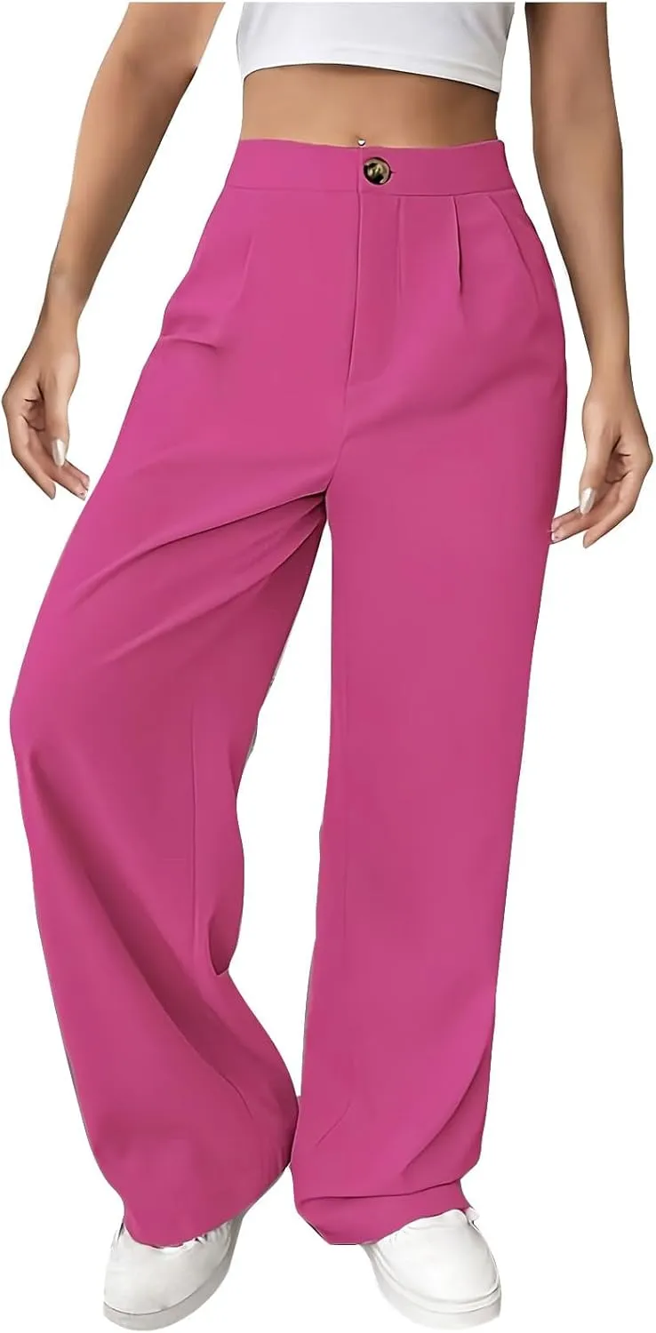 Women Suit Pants Formal Business Office Casual Slacks Workwear Trousers High Waisted Straight Leg Stylish Pants