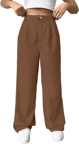Women Suit Pants Formal Business Office Casual Slacks Workwear Trousers High Waisted Straight Leg Stylish Pants