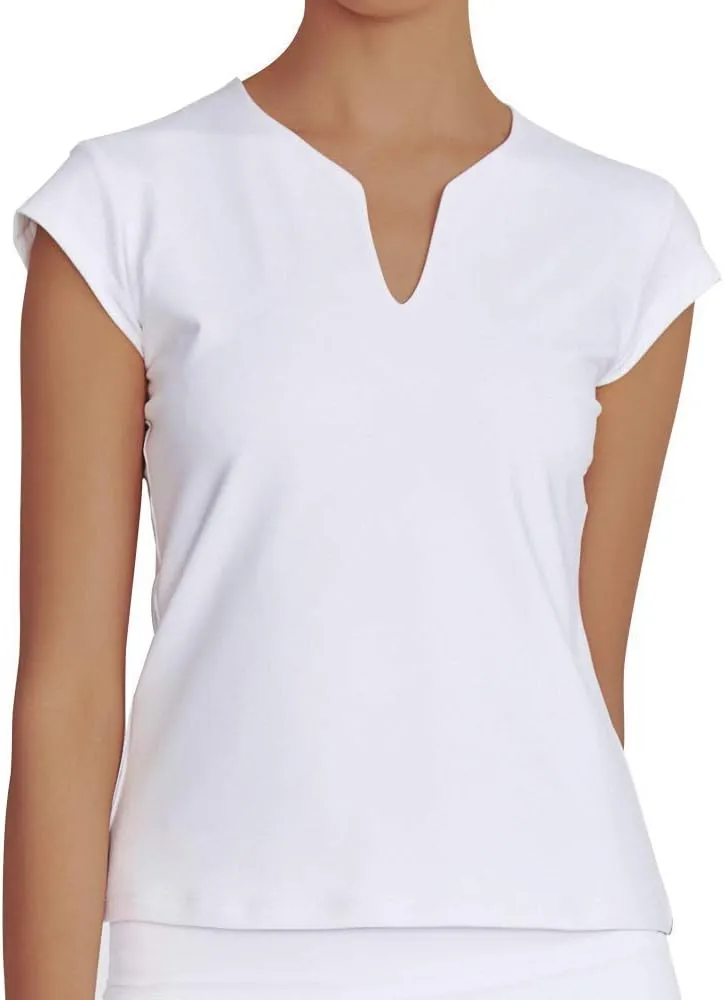 Women Tennis Shirt Short Sleeve,V Neck Golf T Shirt Quick Dry Running Shirts Activewear White