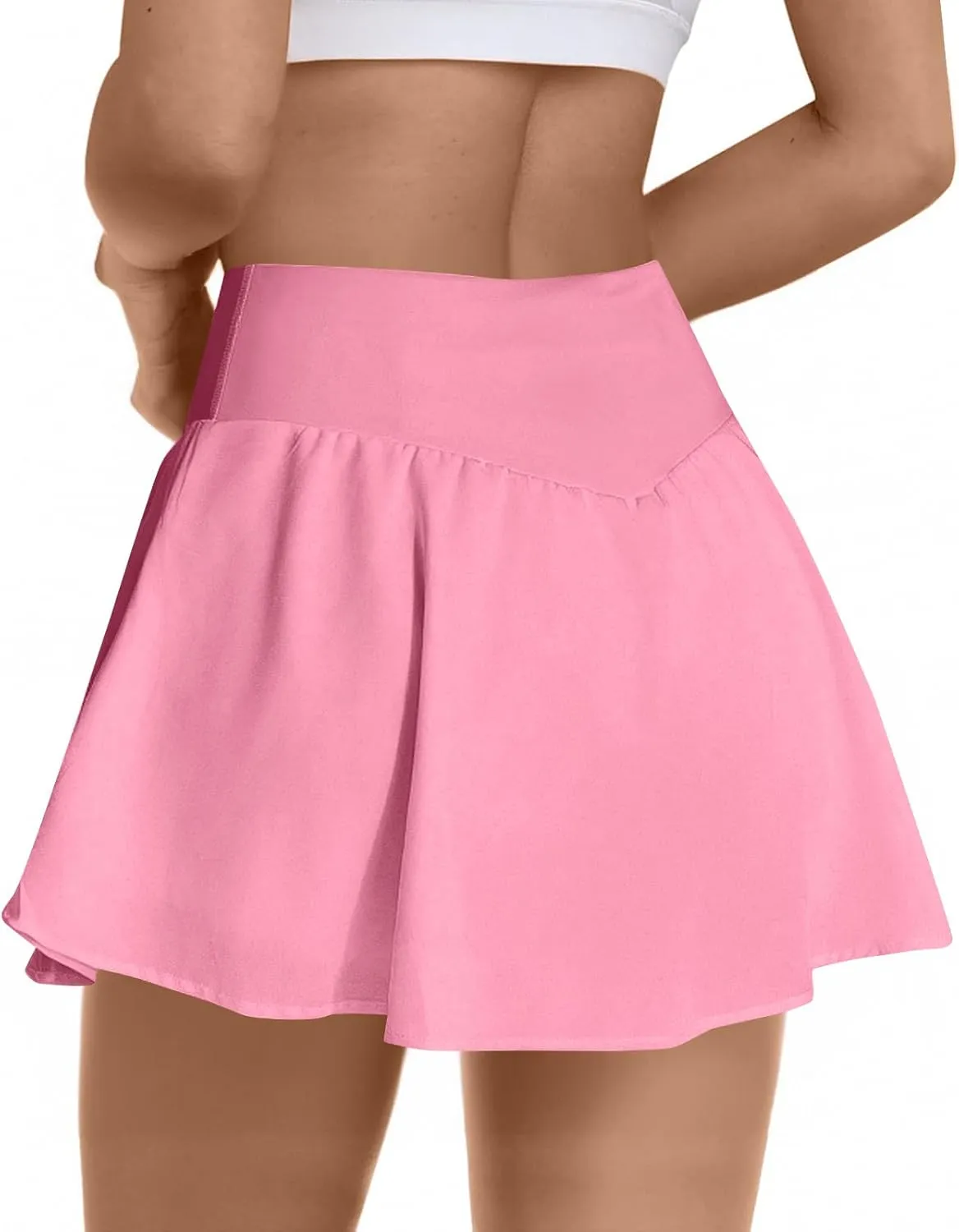 Women Tennis Skirt High Waisted Mini Athletic Skorts with Pockets Cute Summer Double Ruffle Flowy Pleated Golf Skirts