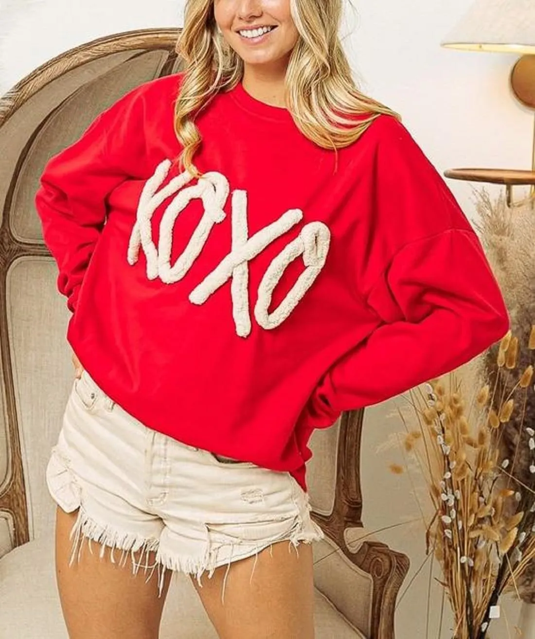 Women Y2k Graphic Sweatshirt Cute Heart Drop Shoulder Long Sleeve Pullover Top Oversized Holiday Tops