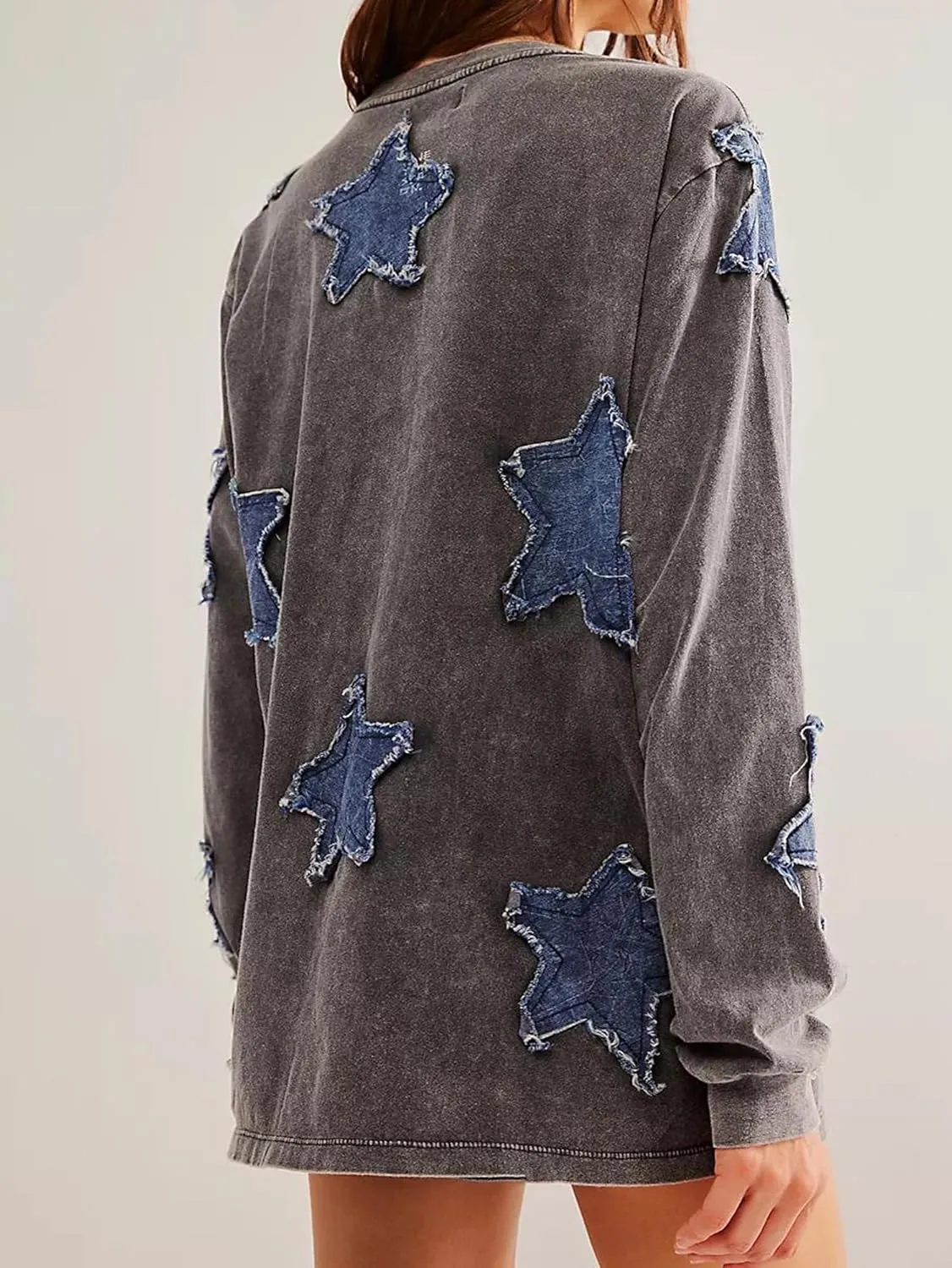 Women Y2k Star Graphic Sweatshirt Oversized Crewneck Long Sleeve Sweater Shirt Aesthetic Vintage Sweatshirt Hoodie