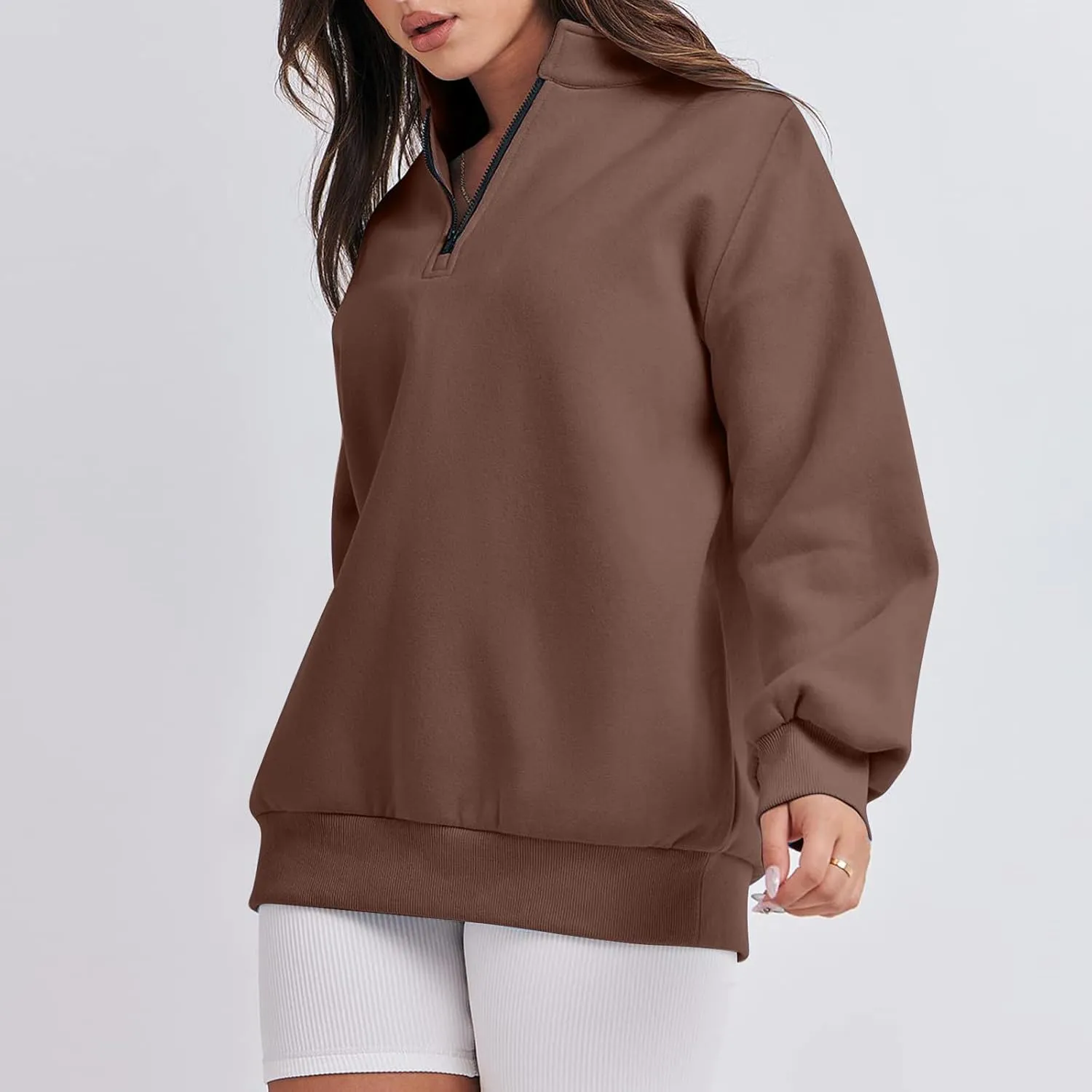 Womens 2023 Tredny Fall Zip Up Fleece Sweatshirt Puff Sleeve Pullover Tops Long Sleeve Fall Teen Girl Y2K Hoodies