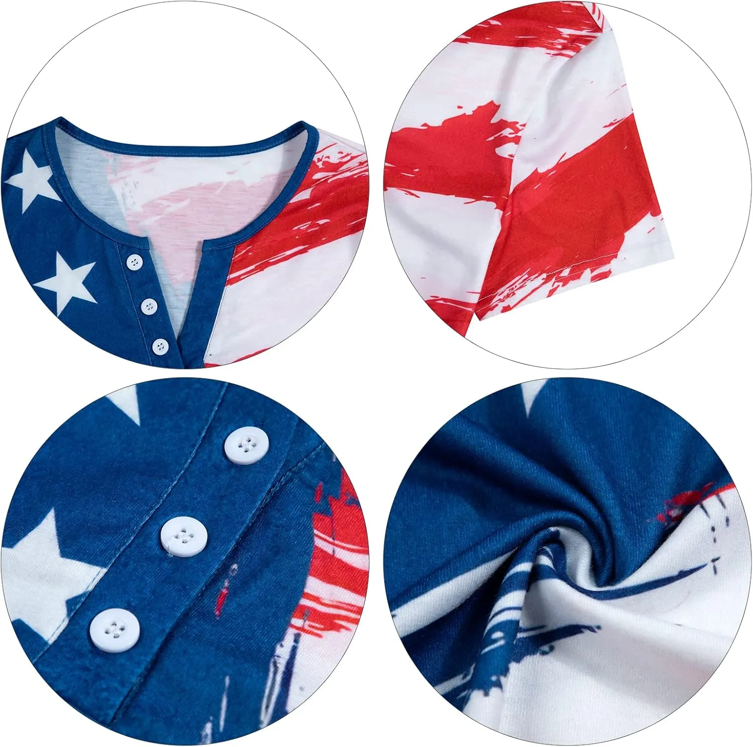 Womens American Flag Shirt Patriotic T-Shirt USA Flag Tee 4th of July Tees Vintage V Neck Shirt Summer Short Sleeve Tops