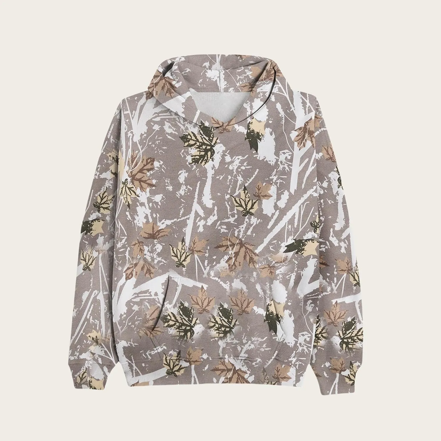 Women's Camo Hoodie Maple Leaf Print Oversized Hooded Sweatshirt Loose Casual Pullover Sweatshirts Long Sleeve Tops