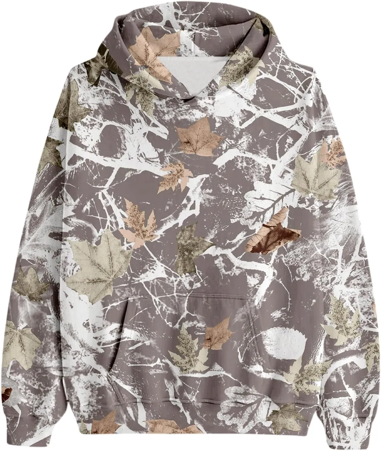 Women's Camo Hoodie Maple Leaf Print Oversized Hooded Sweatshirt Loose Casual Pullover Sweatshirts Long Sleeve Tops