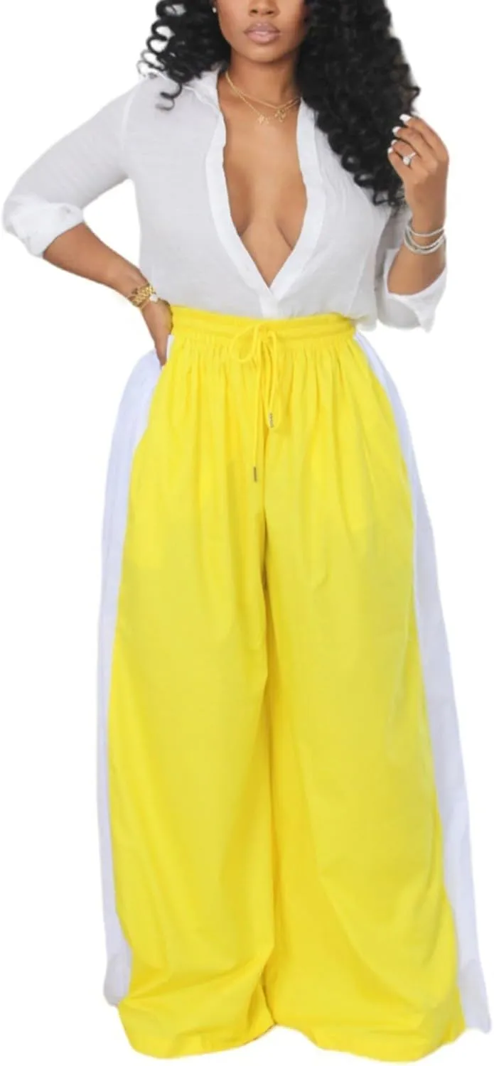 Women's Cargo Pants Baggy Wide Leg Pants Straight Y2K Drawstring Casual Pants with Pockets