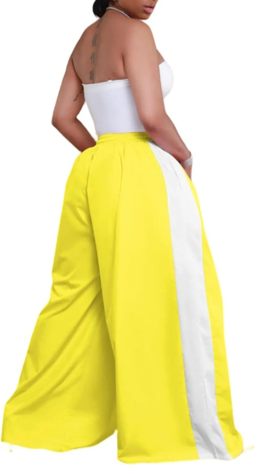 Women's Cargo Pants Baggy Wide Leg Pants Straight Y2K Drawstring Casual Pants with Pockets