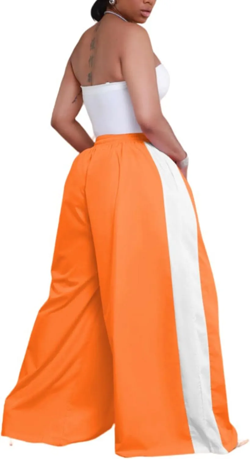 Women's Cargo Pants Baggy Wide Leg Pants Straight Y2K Drawstring Casual Pants with Pockets