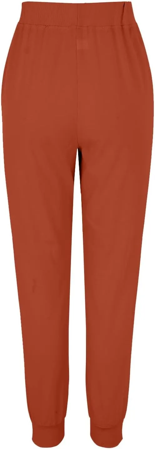 Womens Cotton Linen Tapered Pants Summer Drawstring Elastic Waist Pants Casual Trousers with Pockets