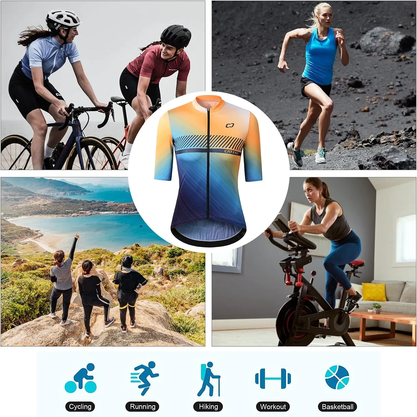 Women's Cycling Jersey Short Sleeve Shirt High Elastic Athletic Training Sports T-Shirt