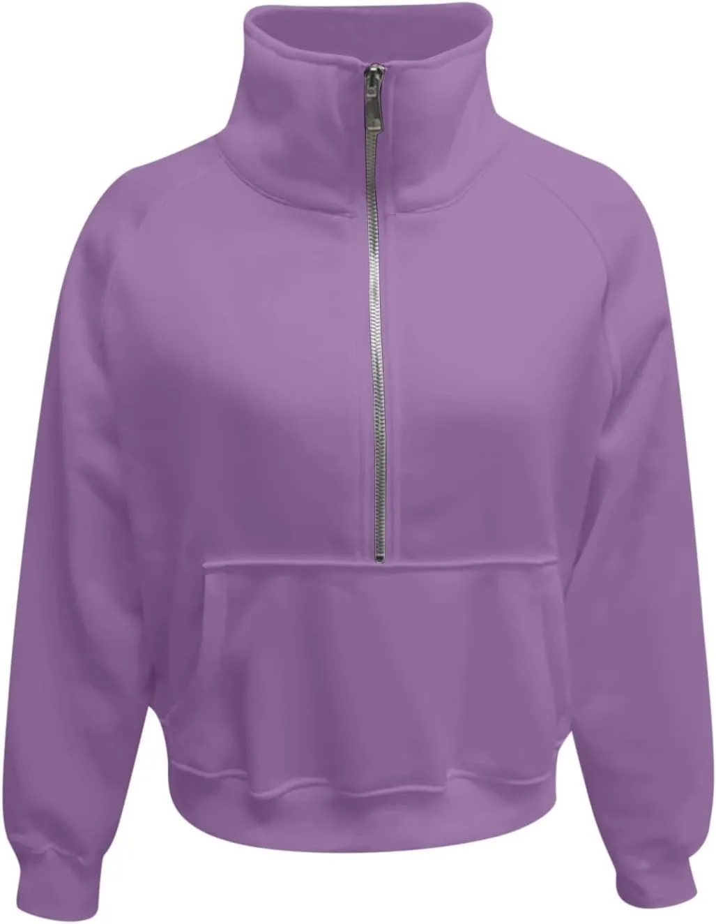 Women's Fashion Casual Half Zipper Short Stand Collar Plus Fleece Solid Color Hoodie Ladies Sweatsuits