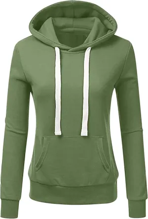 Womens Fleece Oversized Hoodie Solid Casual Long Sleeve Drawstring Pockets Hood Pullover Top Sweatshirts