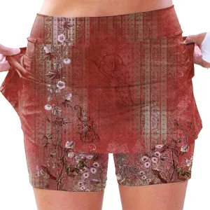 Womens Floral Tennis Skorts Cute Boho Beach Skirts High Waisted Athletic Skort with Pockets Summer Casual Hawaii Mini Skirts