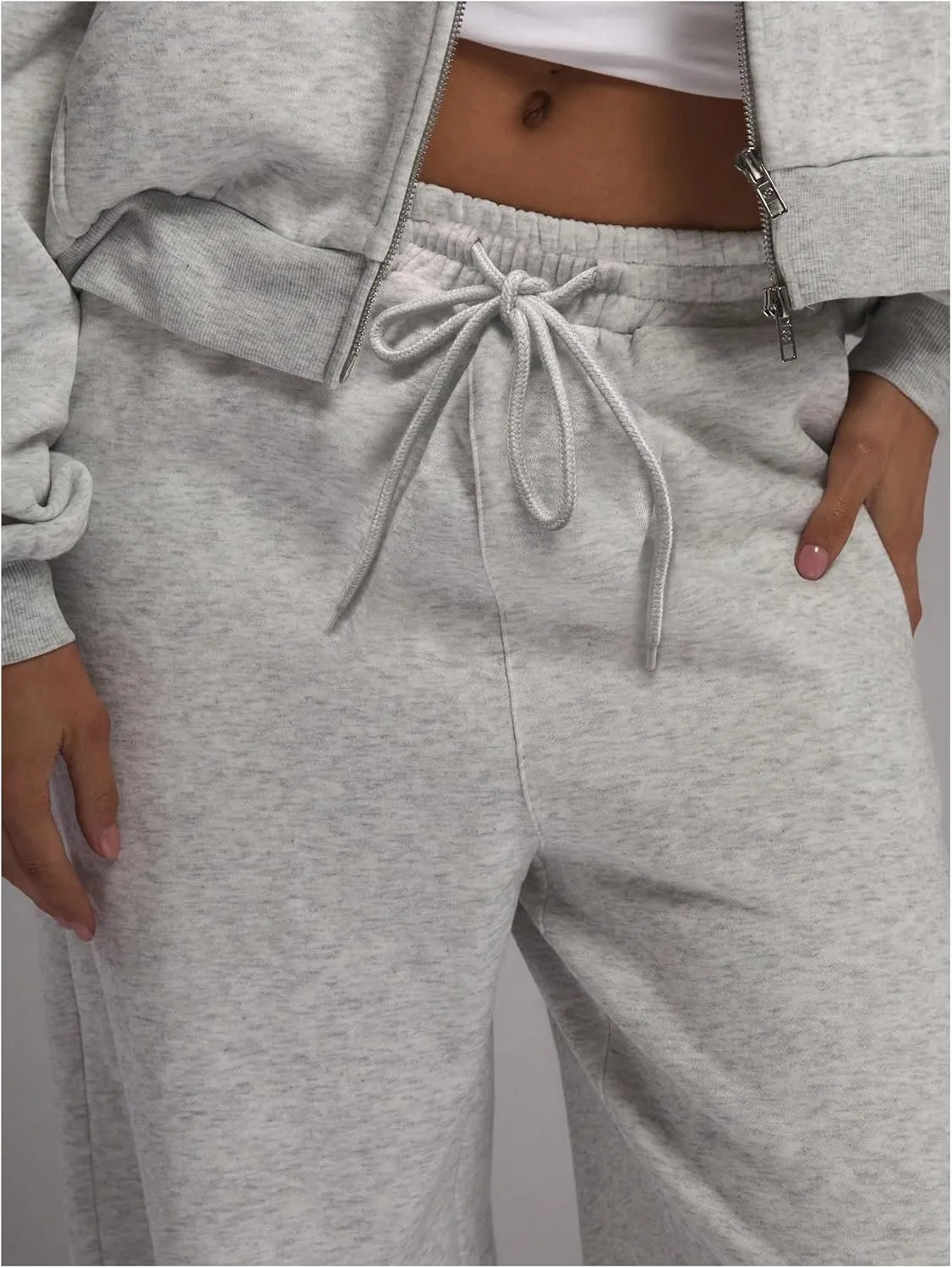 Women's Grey Wide Leg Sweatpants Joggers Casual Baggy Pants Fall Pants XXS-XXXXL