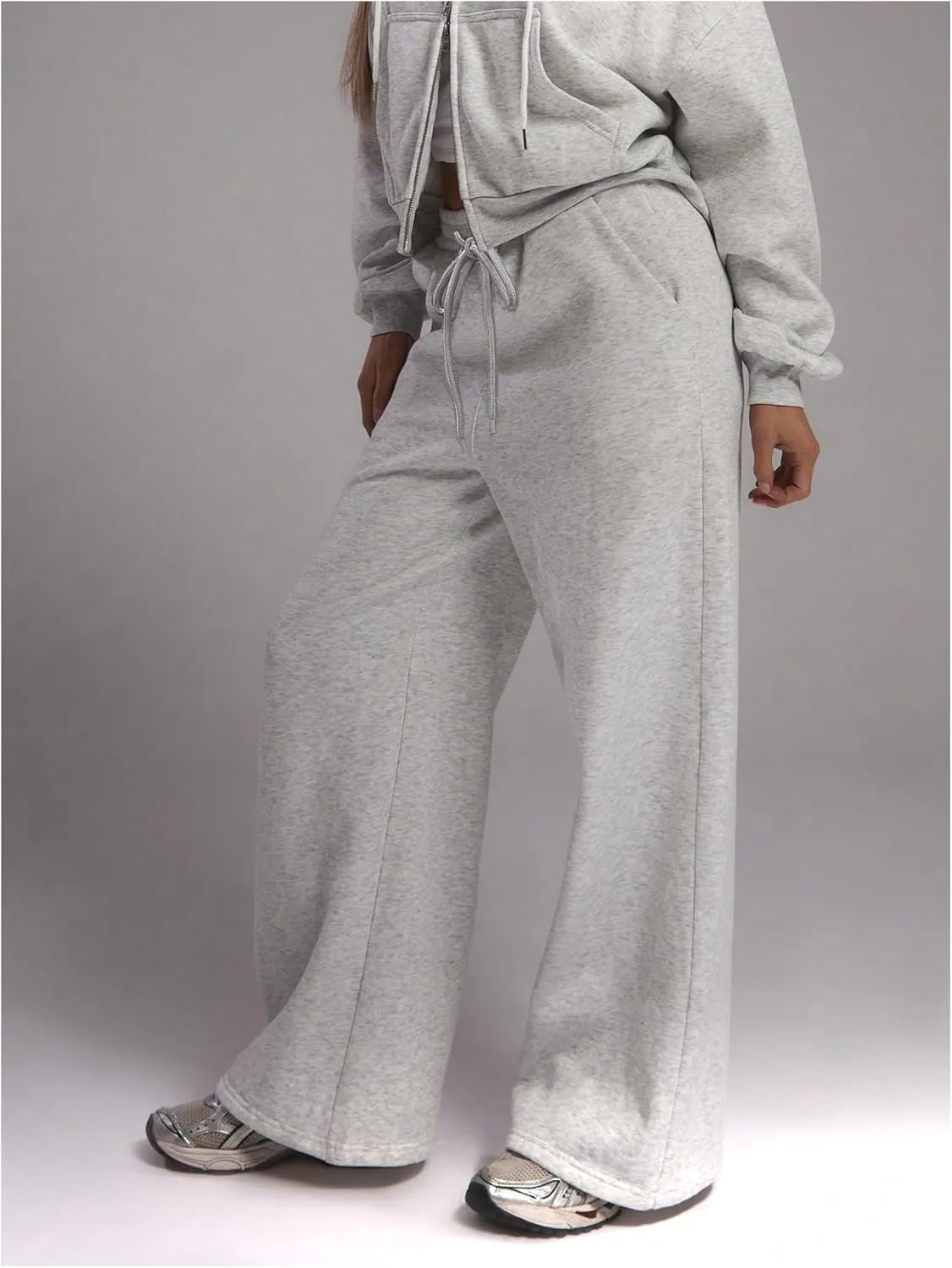 Women's Grey Wide Leg Sweatpants Joggers Casual Baggy Pants Fall Pants XXS-XXXXL