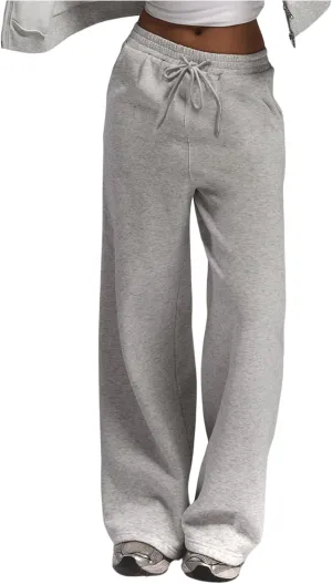 Women's Grey Wide Leg Sweatpants Joggers Casual Baggy Pants Fall Pants XXS-XXXXL