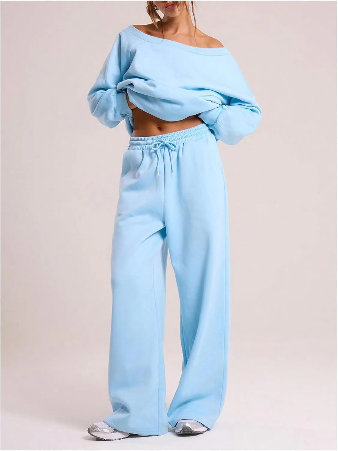 Women's Grey Wide Leg Sweatpants Joggers Casual Baggy Pants Fall Pants XXS-XXXXL