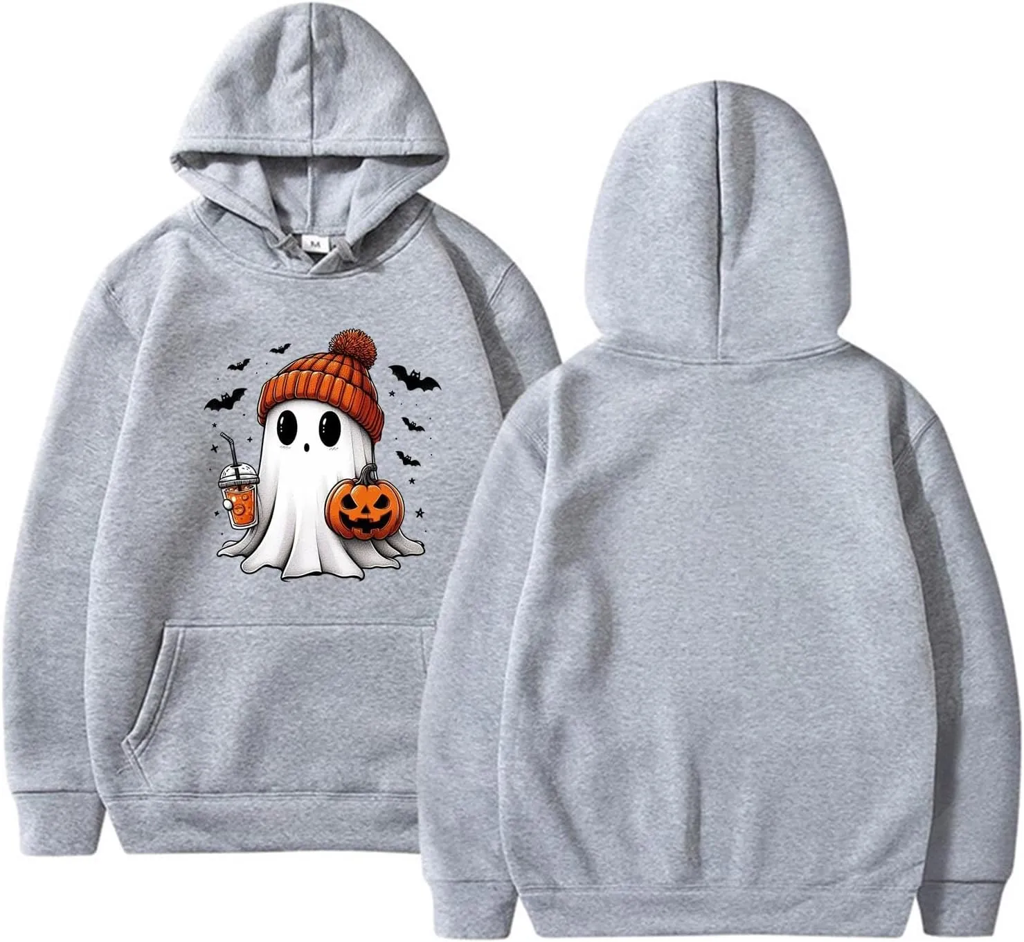Women's Halloween Spooky Season Hoodie,Cute Ghost Graphic Sweatshirts Funny Pumpkin Face Tops Long Sleeve Hoodie 2024
