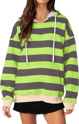 Womens Hoodies Long Sleeve Loose Sweatshirt Graphic Top Drawstring Pullover Hooded Hoodie Fall Outfits with Pocket