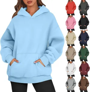 Womens Hoodies Pullover Trendy Y2k Cute Oversized Sweatshirt Fleece Lined Long Sleeve Fall Sweatshirts with Pockets