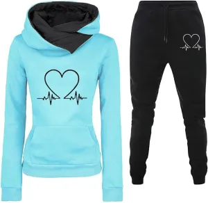 Women's Joggers Sweatpants Solid and Tracksuit Sweatshirt Hooded Women Suits Sets High Waisted Cargo Pants Wide Leg