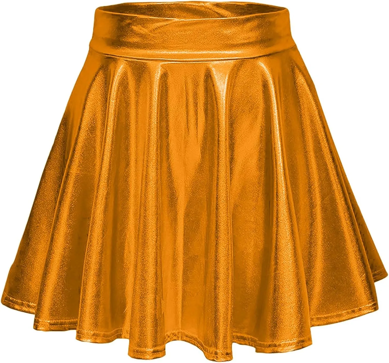 Women's Metallic Skater Skirt Sparkly Shiny Flared Pleated A Line Mini Skort Plus Size Skater Party Skirt