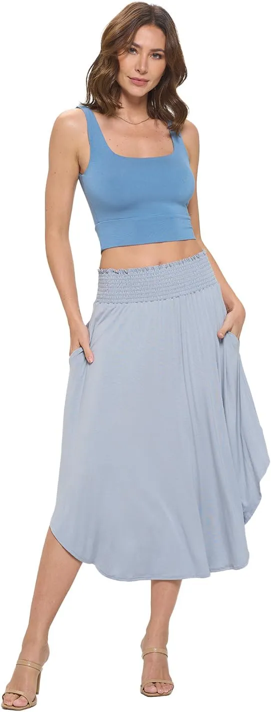 Women's Midi Long Skirt, Flowy, Sexy Outfit, High Waisted, Summer Outfit, Pull On, Casual