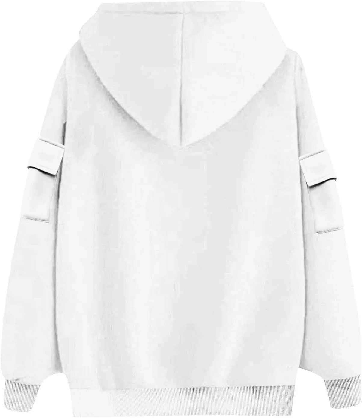 Womens Oversized Hoodies Cargo Pocketed Long Sleeve Crewneck Pullover Fall Winter Solid Drop Shoulder Sweatshirts
