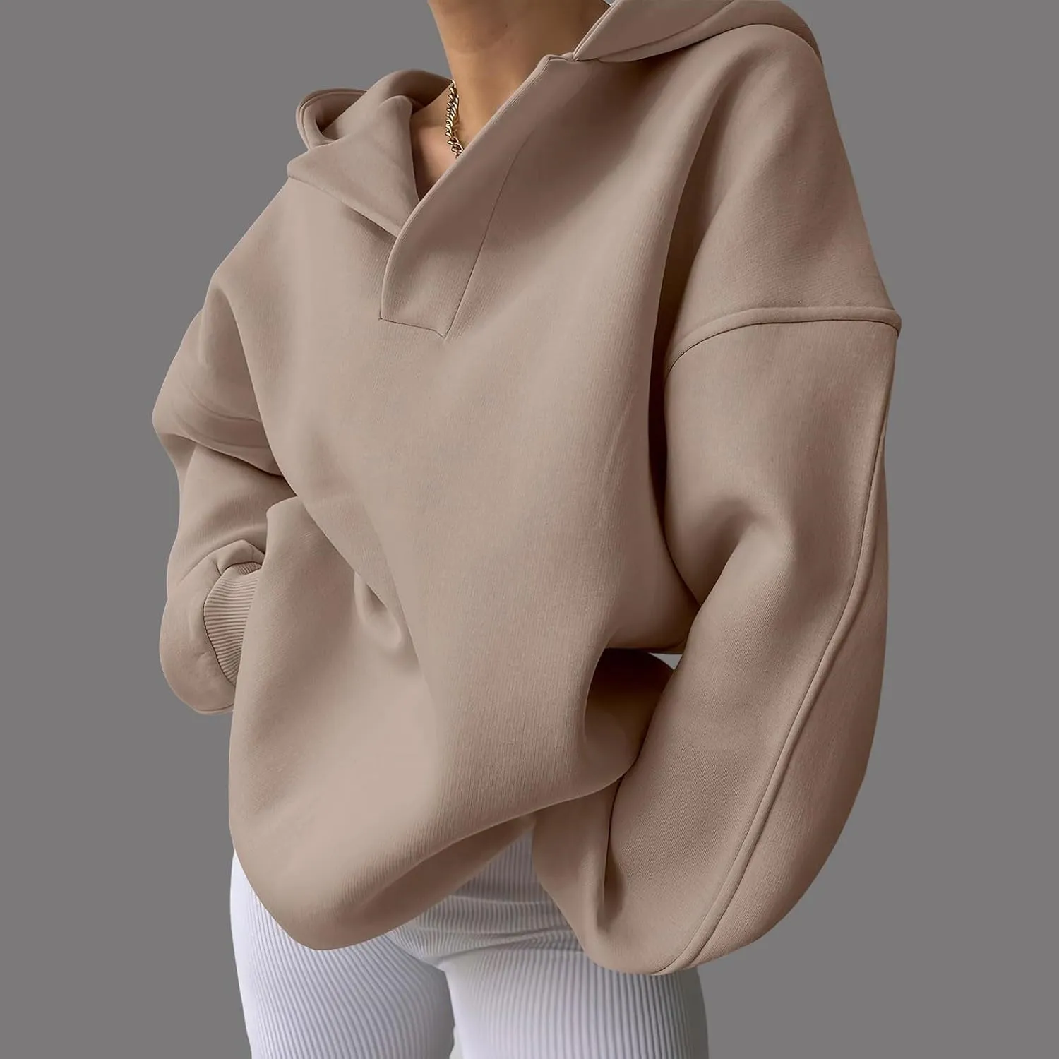 Womens Oversized Hoodies Casual Fall Teen Girls Preppy Clothes 2024 Trendy Long Sleeve Pullover V Neck Sweatshirts