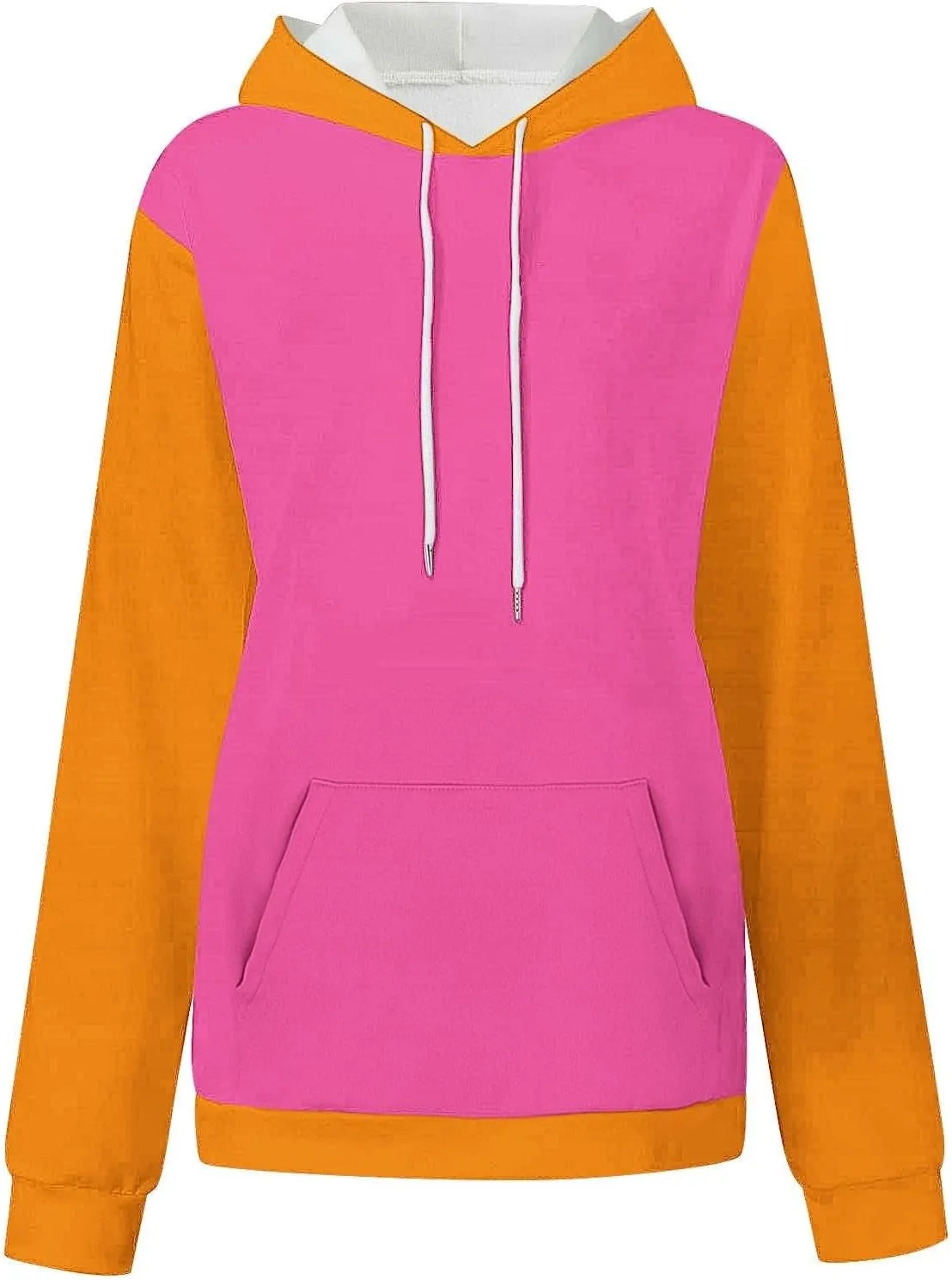 Women's Oversized Hoodies Fall Fashion Long Sleeve Hooded Sweatshirt Trendy Color Block Patchwork Y2k Pullover Tops