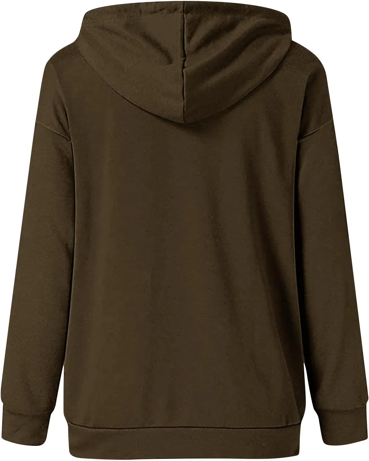 Womens Plus Size Hooded Tops Button-Up Collar Drawstring Hoodies Pullover Casual Solid Long Sleeve Sweatshirts