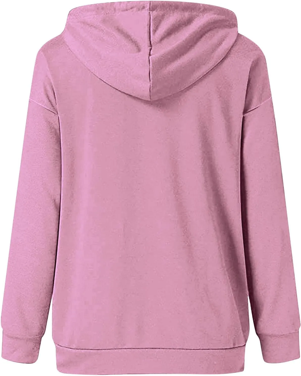 Womens Plus Size Hooded Tops Button-Up Collar Drawstring Hoodies Pullover Casual Solid Long Sleeve Sweatshirts