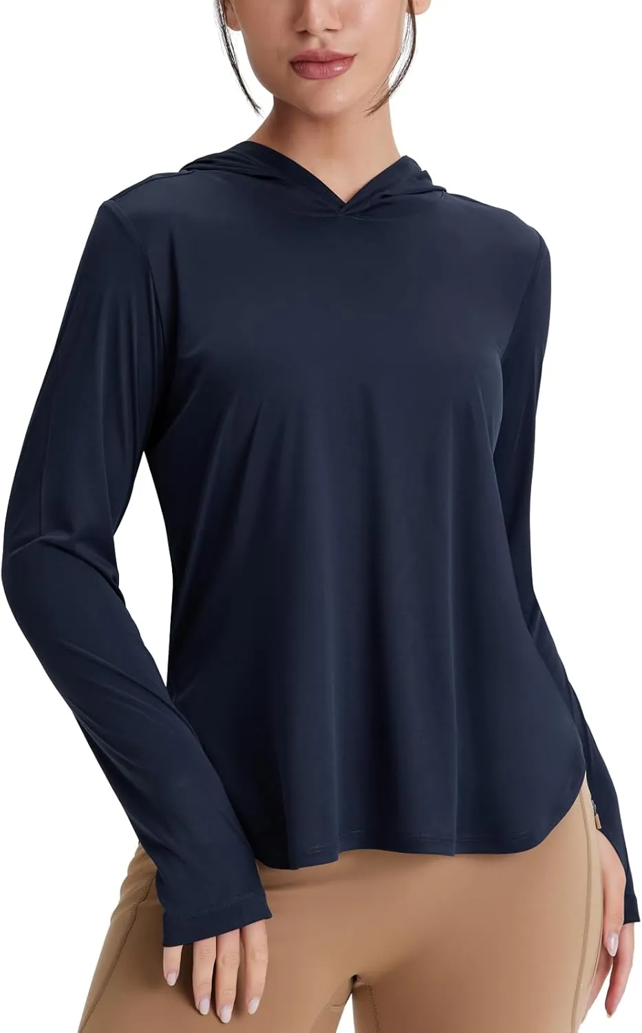 Women's Rash Guard Long Sleeve UV Sun Protection Shirts with Thin Hoodie UPF 50  Lightweight SPF Tops for Hiking