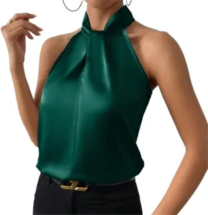 Women's Satin Sleeveless Vest Spring Summer Solid Colour Camisole Strapless Sexy T Shirt Office Shirt