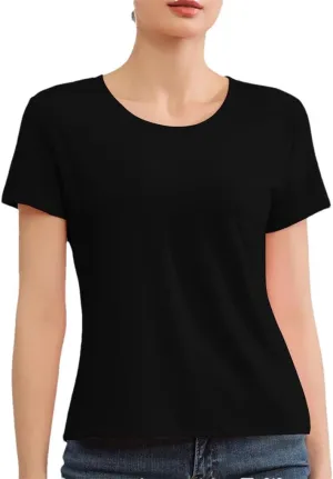 Women's Short Sleeve T-Shirts Breathable Quick Dry Home Casual Solid Color T-Shirts Women Tops