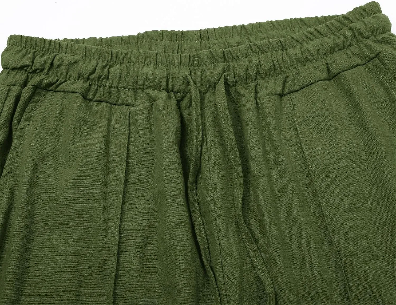 Women's Solid Cotton Linen Straight Pants Drawstring Loose Fit Summer Pants Wide Leg Trousers with Side Pockets for Causal