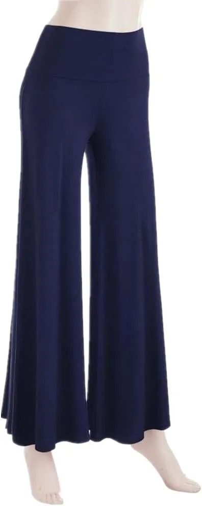 Womens Solid Palazzo Pants High Waist Wide Leg Pants Stretchy Pants