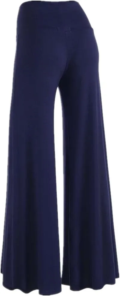 Womens Solid Palazzo Pants High Waist Wide Leg Pants Stretchy Pants