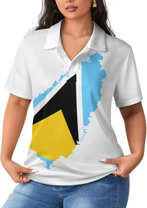 Women's Sport Palestine Flag Polo-Shirt Business Short-Sleeve Polo-Shirt for Women