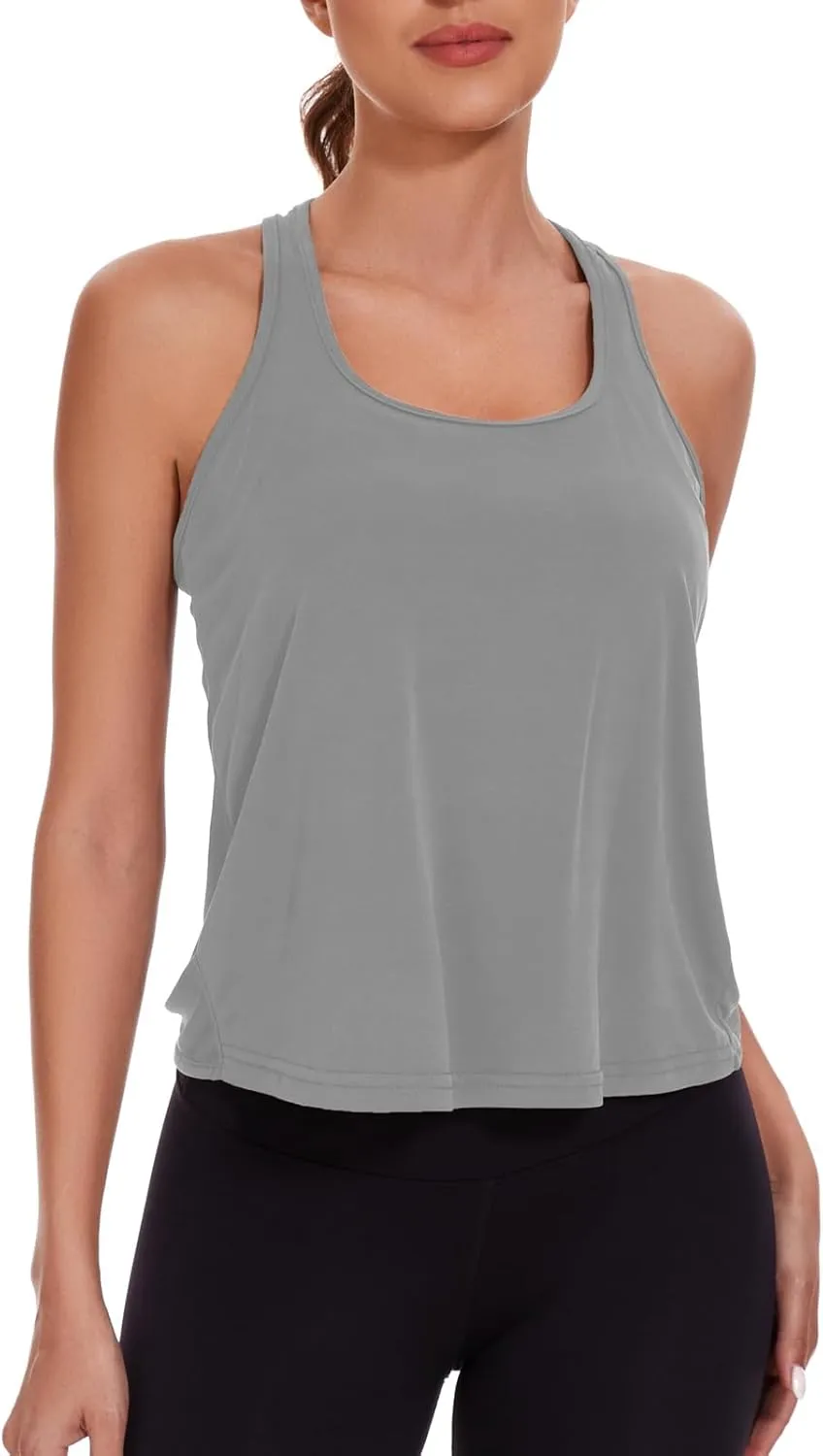 Womens Summer Open Back Yoga Tops Halter Backless Workout Tank Top Loose Fit Athletic Shirts Gym Activewear for Women