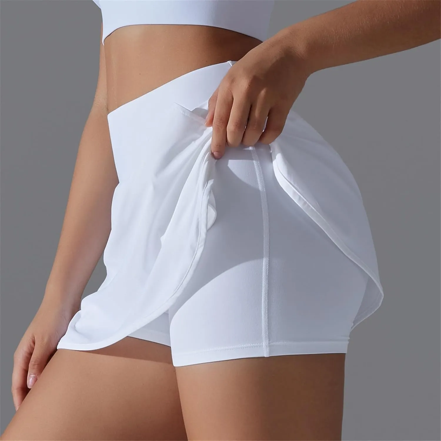Womens Tennis Skorts Casual Trendy Skirt with Built-in Shorts Slimming Solid Golf Yoga Skort Summer Athletic Outfit