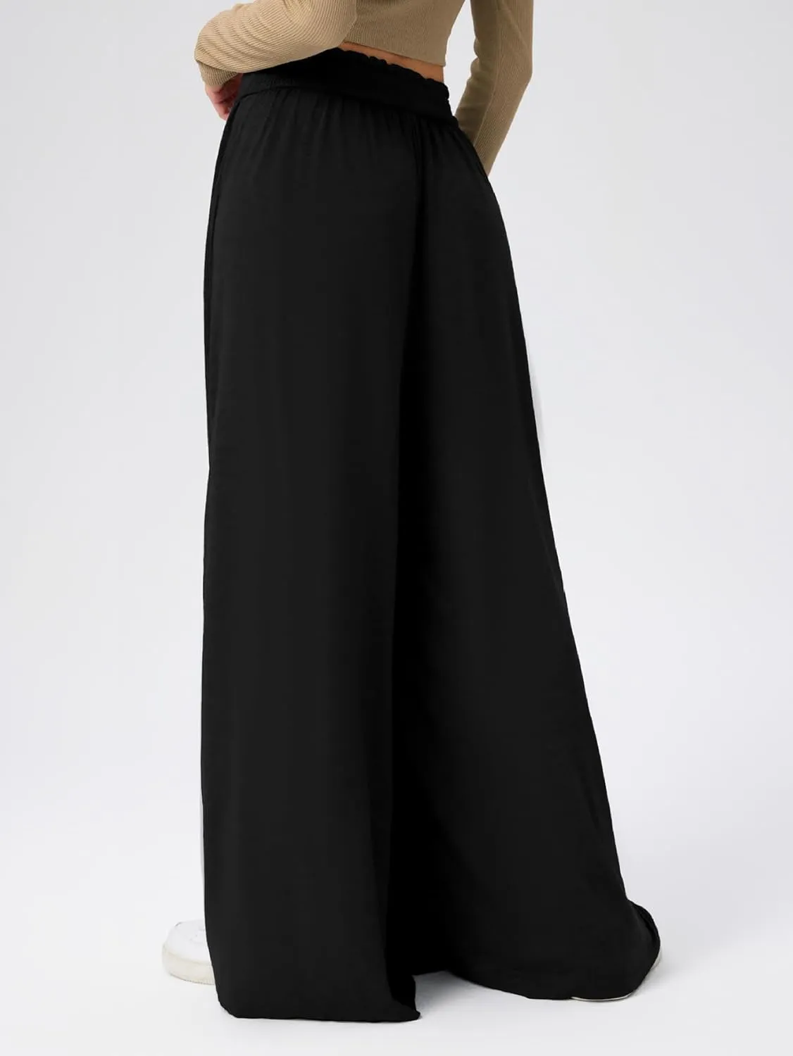 Women's Wide Leg Palazzo Pants High Waist Long Pants Lounge Beach Trousers