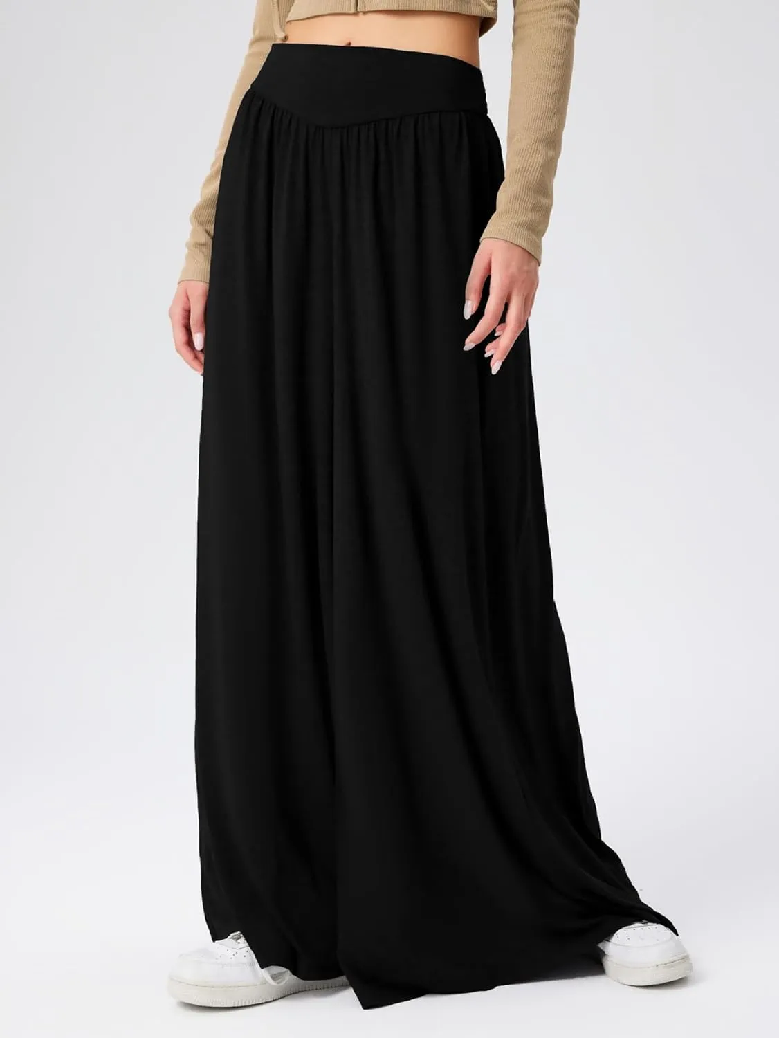 Women's Wide Leg Palazzo Pants High Waist Long Pants Lounge Beach Trousers